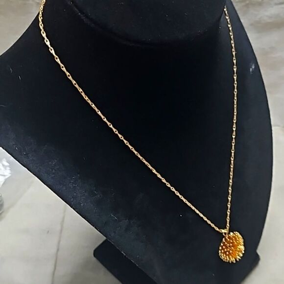 Handmade Vermeil Golden Pinecone Prickly Pendant Necklace - Picture 2 of 8